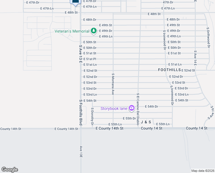 map of restaurants, bars, coffee shops, grocery stores, and more near 13101-13319 East 53rd Street in Yuma