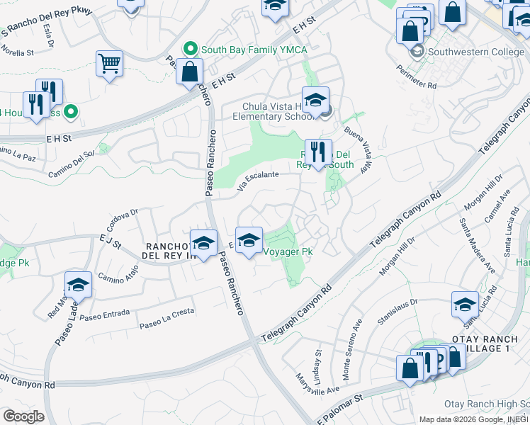 map of restaurants, bars, coffee shops, grocery stores, and more near 1047 Camino Calabazo in Chula Vista