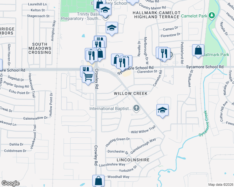 map of restaurants, bars, coffee shops, grocery stores, and more near 1717 San Rafael Street in Fort Worth