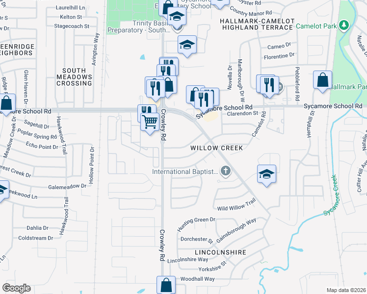 map of restaurants, bars, coffee shops, grocery stores, and more near 1816 San Rafael Street in Fort Worth