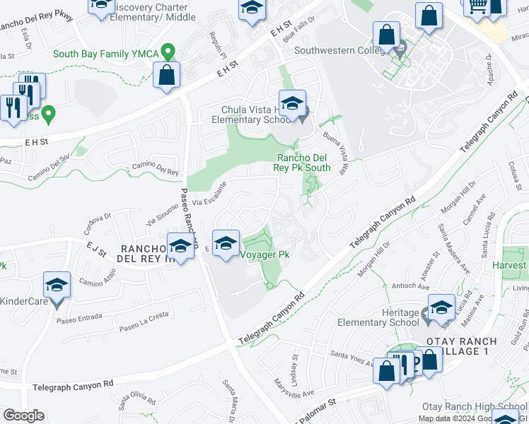 map of restaurants, bars, coffee shops, grocery stores, and more near 1006 Camino Calabazo in Chula Vista