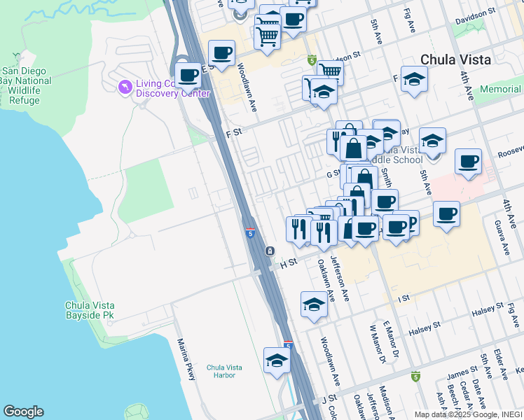 map of restaurants, bars, coffee shops, grocery stores, and more near 416 Colorado Avenue in Chula Vista