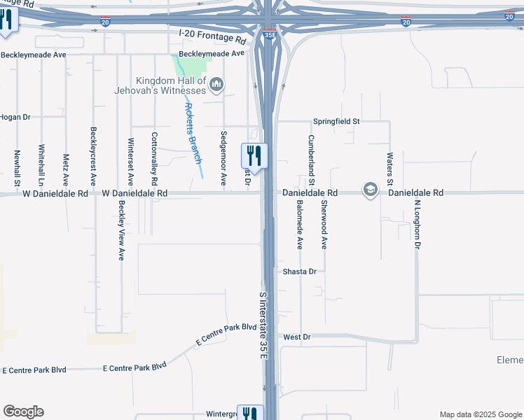 map of restaurants, bars, coffee shops, grocery stores, and more near 2019 North Interstate 35 East Service Road in DeSoto