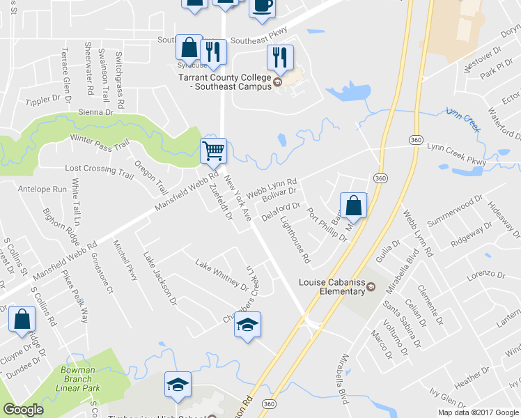 map of restaurants, bars, coffee shops, grocery stores, and more near 2003 Delaford Drive in Arlington