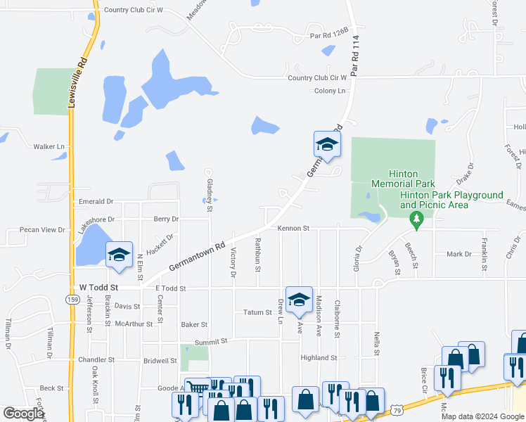 map of restaurants, bars, coffee shops, grocery stores, and more near 100 Rose Hill Lane in Minden