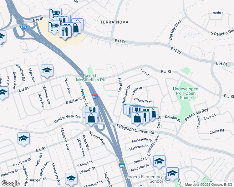 map of restaurants, bars, coffee shops, grocery stores, and more near 826 Floyd Avenue in Chula Vista