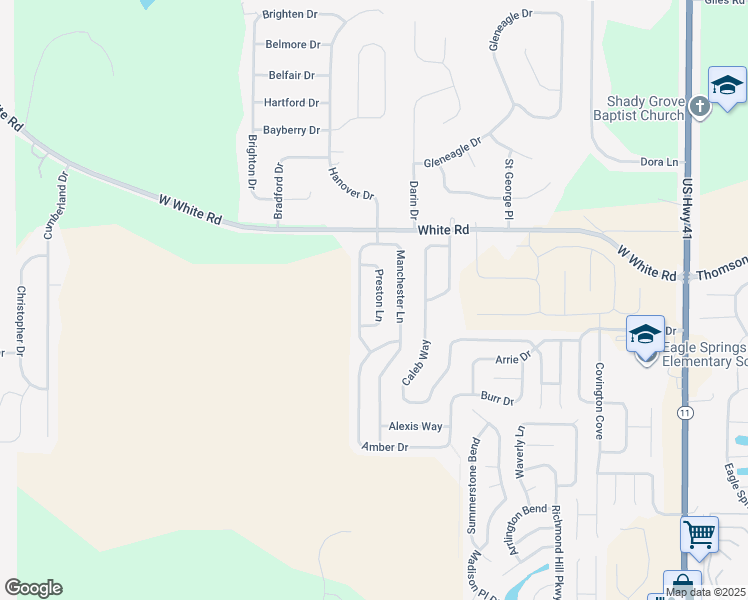map of restaurants, bars, coffee shops, grocery stores, and more near 114 Preston Lane in Byron