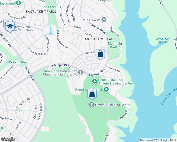 map of restaurants, bars, coffee shops, grocery stores, and more near 2770 Sparta Road in Chula Vista