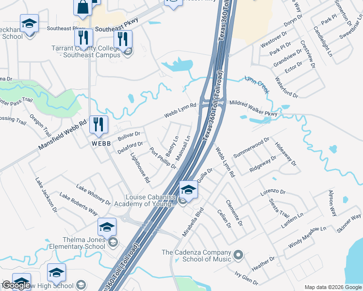 map of restaurants, bars, coffee shops, grocery stores, and more near 2312 Mainsail Lane in Arlington