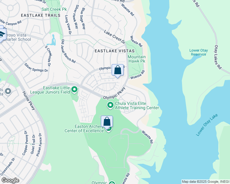 map of restaurants, bars, coffee shops, grocery stores, and more near 1545 Gold Medal Way in Chula Vista