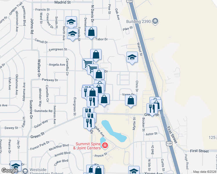 map of restaurants, bars, coffee shops, grocery stores, and more near 117 Vicki Lynn Drive in Warner Robins