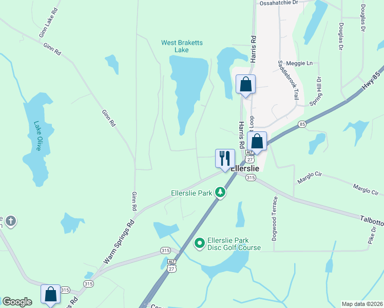 map of restaurants, bars, coffee shops, grocery stores, and more near 17 Cedar Branch Street in Ellerslie