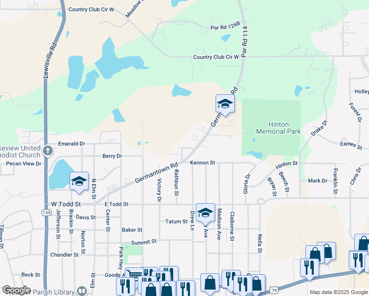 map of restaurants, bars, coffee shops, grocery stores, and more near 100 Rose Hill Lane in Minden