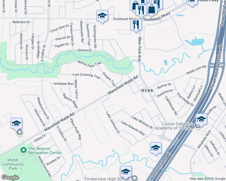 map of restaurants, bars, coffee shops, grocery stores, and more near 1860 Mansfield Webb Road in Arlington