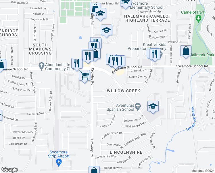map of restaurants, bars, coffee shops, grocery stores, and more near 1800 San Rafael Street in Fort Worth