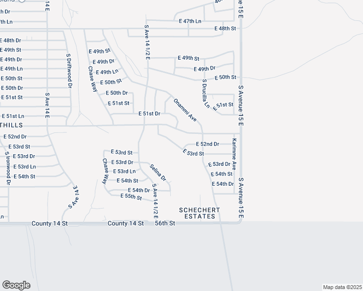 map of restaurants, bars, coffee shops, grocery stores, and more near 14612 53rd Street in Yuma
