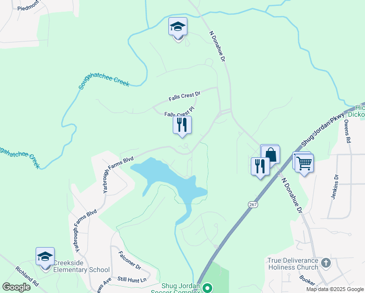 map of restaurants, bars, coffee shops, grocery stores, and more near 1809 Yarbrough Farms Boulevard in Auburn