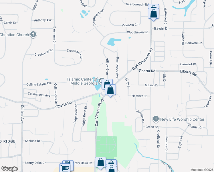 map of restaurants, bars, coffee shops, grocery stores, and more near 101 Industrial Way in Centerville