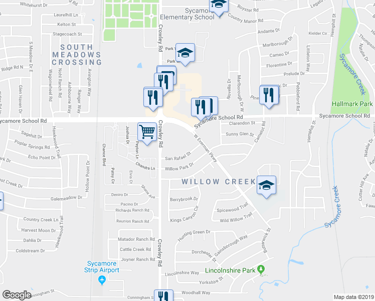map of restaurants, bars, coffee shops, grocery stores, and more near 1717 San Rafael Street in Fort Worth