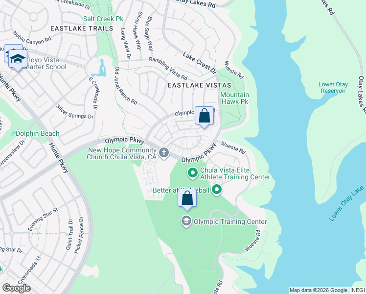 map of restaurants, bars, coffee shops, grocery stores, and more near 1541 Winter Lane in Chula Vista