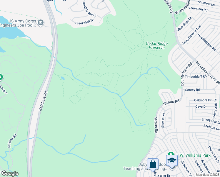 map of restaurants, bars, coffee shops, grocery stores, and more near 8611 County View Road in Dallas