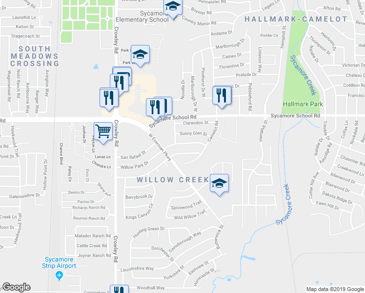 map of restaurants, bars, coffee shops, grocery stores, and more near 1508 Willow Vale Drive in Fort Worth