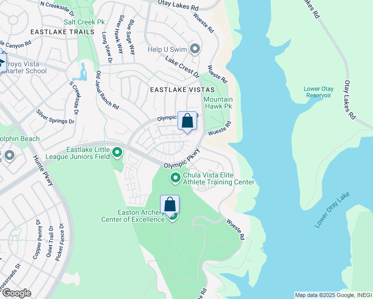 map of restaurants, bars, coffee shops, grocery stores, and more near 1545 Gold Medal Way in Chula Vista
