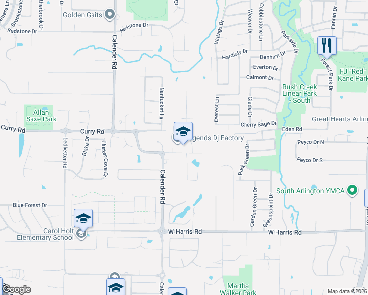 map of restaurants, bars, coffee shops, grocery stores, and more near in Arlington