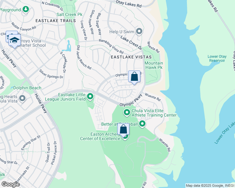 map of restaurants, bars, coffee shops, grocery stores, and more near 2770 Sparta Road in Chula Vista