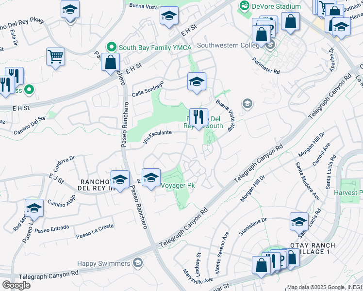 map of restaurants, bars, coffee shops, grocery stores, and more near 1006 Camino Calabazo in Chula Vista