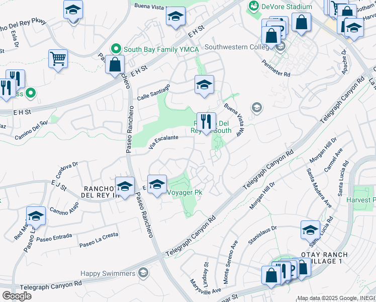 map of restaurants, bars, coffee shops, grocery stores, and more near 1006 Camino Calabazo in Chula Vista
