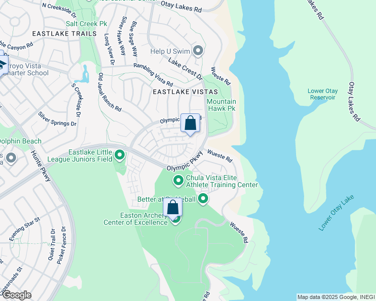 map of restaurants, bars, coffee shops, grocery stores, and more near 2890 Silver Medal Road in Chula Vista