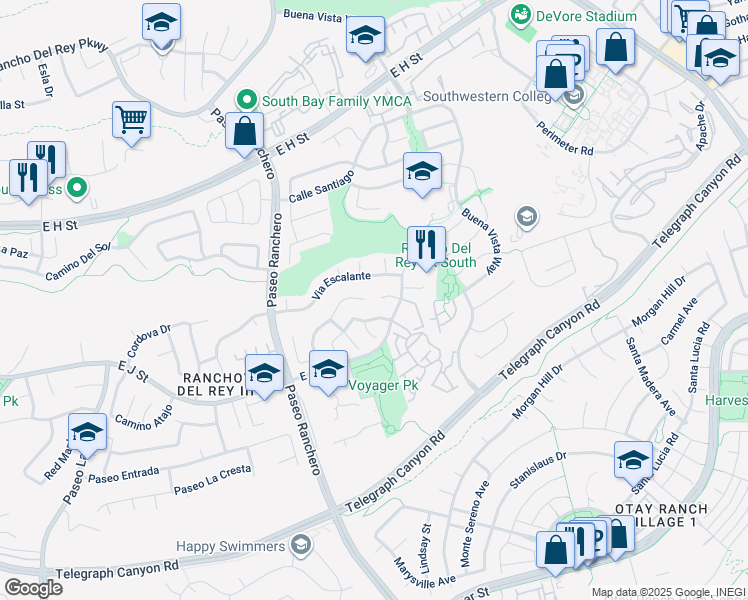 map of restaurants, bars, coffee shops, grocery stores, and more near 1006 Camino Calabazo in Chula Vista