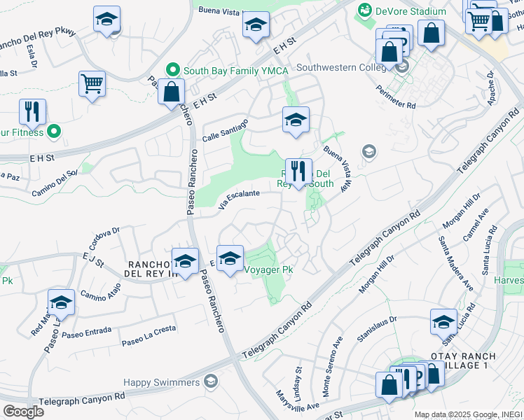 map of restaurants, bars, coffee shops, grocery stores, and more near 1006 Camino Calabazo in Chula Vista