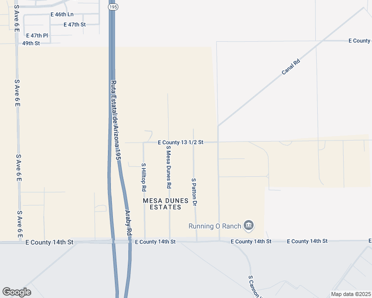 map of restaurants, bars, coffee shops, grocery stores, and more near 13526 South Patton Drive in Yuma