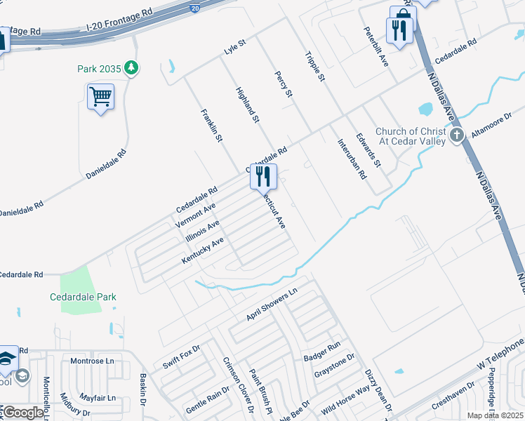 map of restaurants, bars, coffee shops, grocery stores, and more near 1304 Illinois Avenue in Lancaster