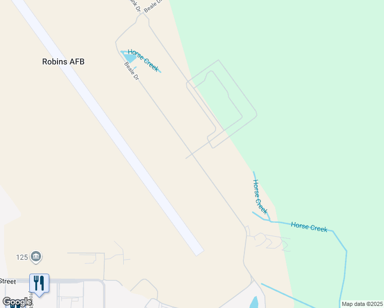 map of restaurants, bars, coffee shops, grocery stores, and more near Beale Drive in Houston County