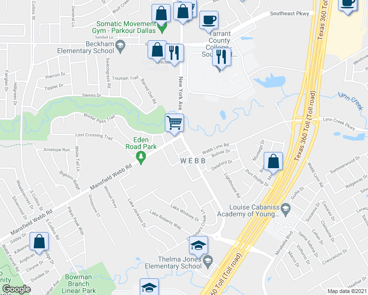 map of restaurants, bars, coffee shops, grocery stores, and more near 2019 Loyd Drive in Arlington