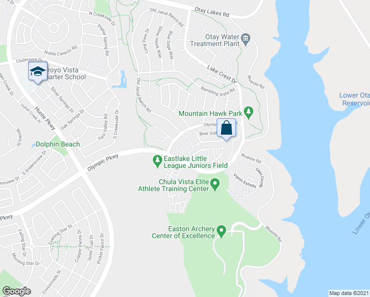 map of restaurants, bars, coffee shops, grocery stores, and more near 2728 Castlehill Road in Chula Vista