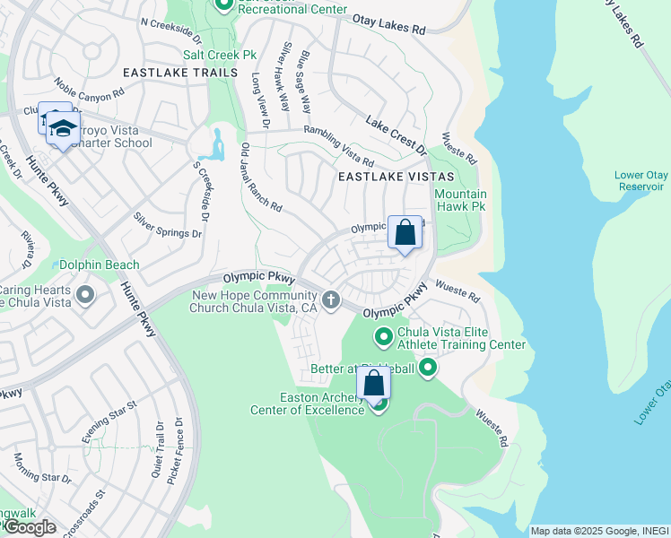 map of restaurants, bars, coffee shops, grocery stores, and more near 2728 Castlehill Road in Chula Vista