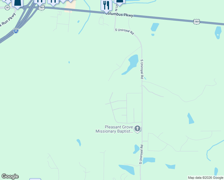 map of restaurants, bars, coffee shops, grocery stores, and more near 1703 Southlake Drive in Opelika