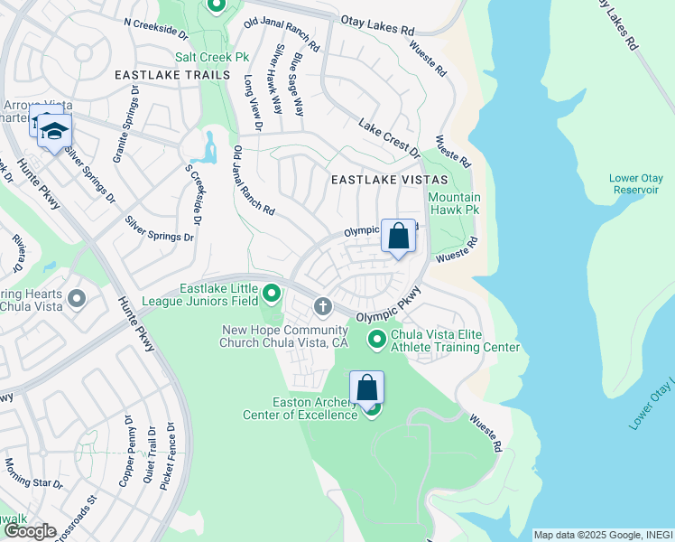 map of restaurants, bars, coffee shops, grocery stores, and more near 2780 Weeping Willow Road in Chula Vista