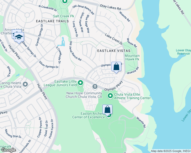 map of restaurants, bars, coffee shops, grocery stores, and more near 2728 Castlehill Road in Chula Vista