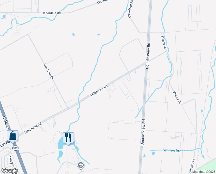 map of restaurants, bars, coffee shops, grocery stores, and more near 3918 Telephone Road in Dallas