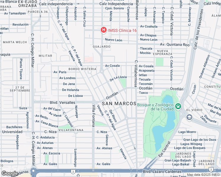 map of restaurants, bars, coffee shops, grocery stores, and more near 319 Paseo de San Marcos in Mexicali
