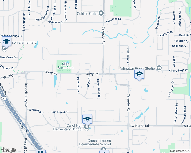 map of restaurants, bars, coffee shops, grocery stores, and more near 3205 Thornbird Lane in Arlington