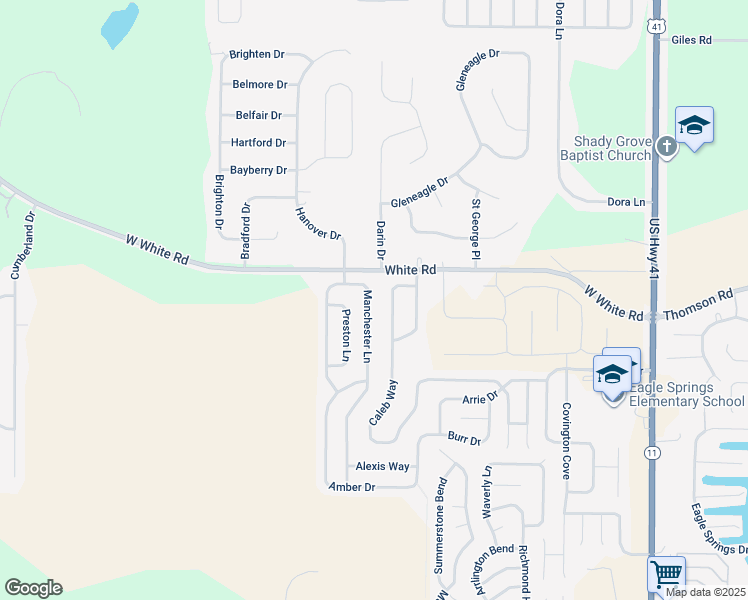 map of restaurants, bars, coffee shops, grocery stores, and more near 115 Manchester Lane in Byron