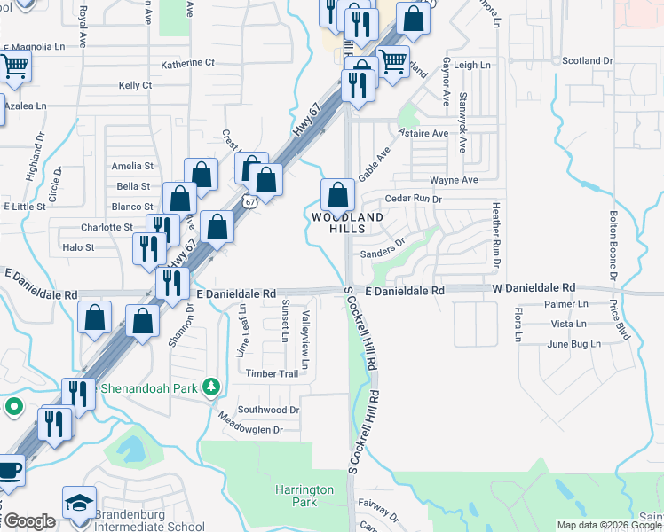 map of restaurants, bars, coffee shops, grocery stores, and more near 1423 S Cockrell Hill Rd in Duncanville