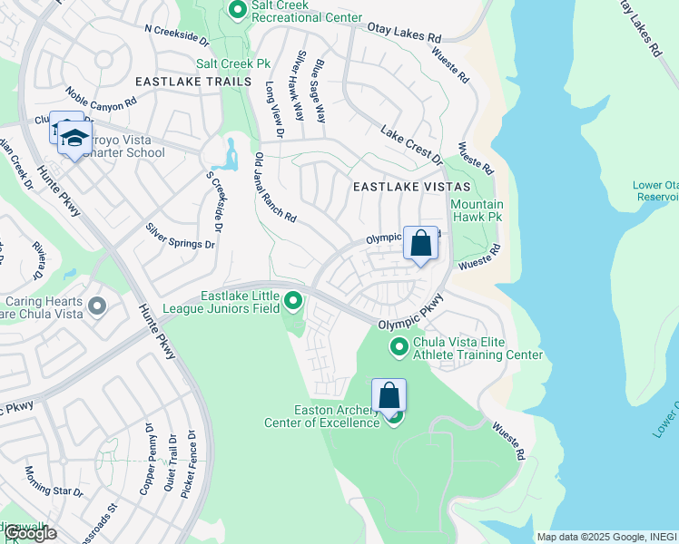 map of restaurants, bars, coffee shops, grocery stores, and more near 2728 Castlehill Road in Chula Vista