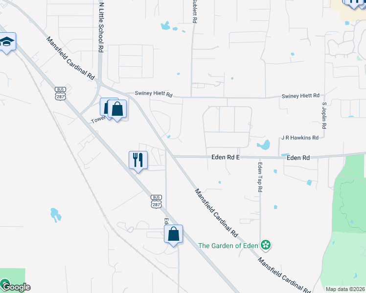 map of restaurants, bars, coffee shops, grocery stores, and more near 1061 Cydnie Court in Kennedale